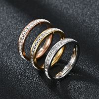Streetwear Solid Color Stainless Steel Inlay Artificial Diamond Unisex Rings main image 4