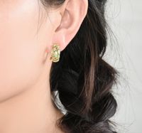 1 Pair Simple Style Geometric Plating Copper Zircon Ear Studs main image 5