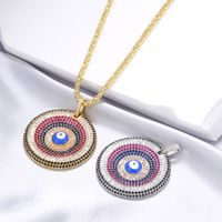 Ig Style Round Copper Plating Inlay Zircon 18k Gold Plated Pendant Necklace main image 1