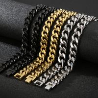 Hip-Hop Simple Style Solid Color Titanium Steel Polishing 18K Gold Plated Men's Bracelets Necklace main image 7