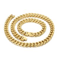 Hip-Hop Simple Style Solid Color Titanium Steel Polishing 18K Gold Plated Men's Bracelets Necklace main image 4