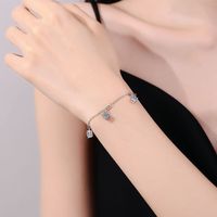 Casual Sweet Round Square Sterling Silver Plating Inlay Zircon Silver Plated Bracelets main image 4