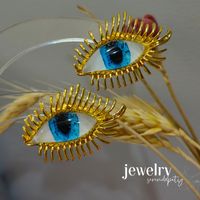 1 Pair Glam Eye Inlay Copper Resin Earrings Ear Studs main image 3