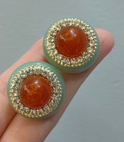 1 Pair Lady Round Inlay Copper Resin Ear Studs main image 2