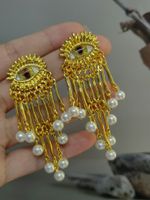 1 Pair Glam Classical Eye Inlay Copper Rhinestones Drop Earrings main image 3