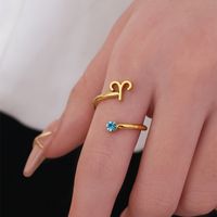 Glam Constellation Stainless Steel Plating Inlay Zircon Open Rings main image 6