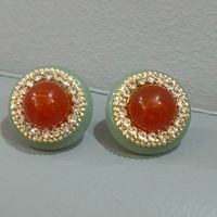 1 Pair Lady Round Inlay Copper Resin Ear Studs main image 8