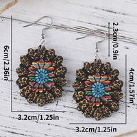 1 Pair Retro Ethnic Style Sunflower Wood Drop Earrings main image 2