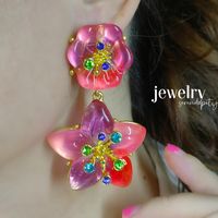 1 Pair Sweet Flower Resin Drop Earrings main image 4