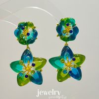 1 Pair Sweet Flower Resin Drop Earrings main image 3
