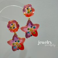 1 Pair Sweet Flower Resin Drop Earrings main image 2