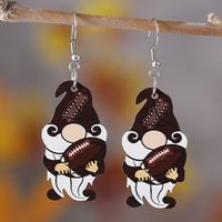 1 Pair Retro Cartoon Character Heart Shape Football Wood Drop Earrings main image 7