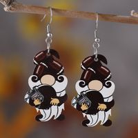 1 Pair Retro Cartoon Character Heart Shape Football Wood Drop Earrings sku image 5