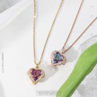 Romantic Heart Shape Titanium Steel Copper Plating Inlay Zircon Pendant Necklace main image 5