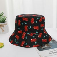 Women's Pastoral Simple Style Cherry Printing Wide Eaves Bucket Hat main image 4