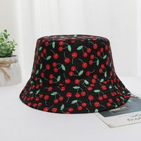 Women's Pastoral Simple Style Cherry Printing Wide Eaves Bucket Hat main image 3