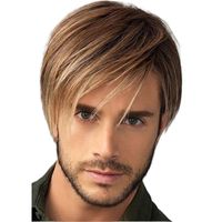 Men's Retro Casual Party Street High Temperature Wire Side Fringe Short Straight Hair Wigs sku image 1