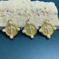 Einfacher Stil Kreuzen Kupfer Überzug Inlay Künstliche Perlen Strasssteine Schmuckzubehör main image 4