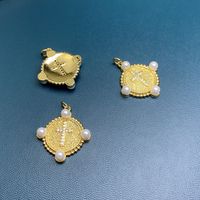 Einfacher Stil Kreuzen Kupfer Überzug Inlay Künstliche Perlen Strasssteine Schmuckzubehör main image 2