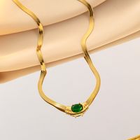 Retro Solid Color Titanium Steel Plating Inlay Artificial Gemstones Bracelets Earrings Necklace sku image 2