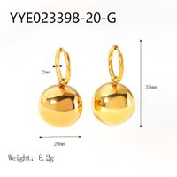 1 Pair IG Style Simple Style Ball Polishing Plating 201 Stainless Steel 18K Gold Plated Drop Earrings main image 2
