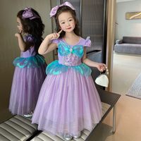 Princess Cute Cartoon Solid Color Flower Cotton Girls Dresses main image 3