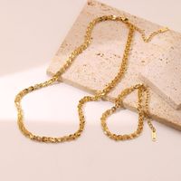 Casual Hip-hop Solid Color Stainless Steel Plating White Gold Plated Gold Plated Bracelets Necklace main image 4