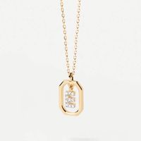 Simple Style Letter Sterling Silver Plating Inlay Zircon 18k Gold Plated Pendant Necklace sku image 5