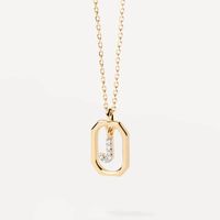Simple Style Letter Sterling Silver Plating Inlay Zircon 18k Gold Plated Pendant Necklace sku image 9