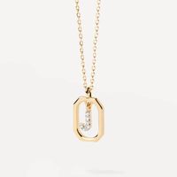 Style Simple Lettre Argent Sterling Placage Incruster Zircon Plaqué Or 18k Pendentif sku image 9