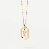 Simple Style Letter Sterling Silver Plating Inlay Zircon 18k Gold Plated Pendant Necklace sku image 17