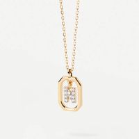 Simple Style Letter Sterling Silver Plating Inlay Zircon 18k Gold Plated Pendant Necklace sku image 13