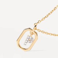 Simple Style Letter Sterling Silver Plating Inlay Zircon 18k Gold Plated Pendant Necklace main image 3