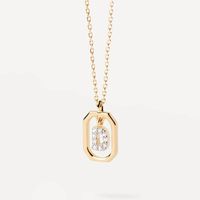 Simple Style Letter Sterling Silver Plating Inlay Zircon 18k Gold Plated Pendant Necklace sku image 4