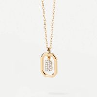 Simple Style Letter Sterling Silver Plating Inlay Zircon 18k Gold Plated Pendant Necklace sku image 2