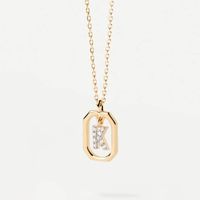Simple Style Letter Sterling Silver Plating Inlay Zircon 18k Gold Plated Pendant Necklace sku image 10