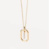 Simple Style Letter Sterling Silver Plating Inlay Zircon 18k Gold Plated Pendant Necklace sku image 8