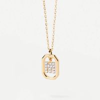 Simple Style Letter Sterling Silver Plating Inlay Zircon 18k Gold Plated Pendant Necklace sku image 12