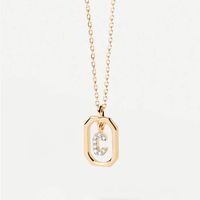 Simple Style Letter Sterling Silver Plating Inlay Zircon 18k Gold Plated Pendant Necklace sku image 3