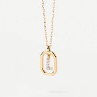 Simple Style Letter Sterling Silver Plating Inlay Zircon 18k Gold Plated Pendant Necklace sku image 11