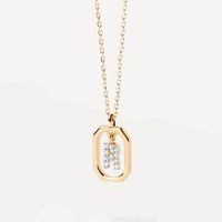 Simple Style Letter Sterling Silver Plating Inlay Zircon 18k Gold Plated Pendant Necklace sku image 15