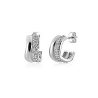 1 Pair Simple Style C Shape Plating Inlay Sterling Silver Zircon 18k Gold Plated White Gold Plated Ear Studs main image 5