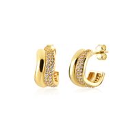1 Pair Simple Style C Shape Plating Inlay Sterling Silver Zircon 18k Gold Plated White Gold Plated Ear Studs main image 6