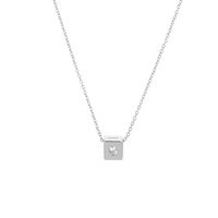 Simple Style Square Sterling Silver Plating Inlay Zircon 18k Gold Plated White Gold Plated Necklace sku image 1