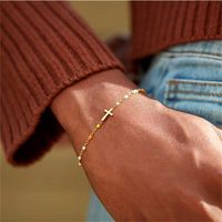 Simple Style Cross Sterling Silver Plating 18k Gold Plated White Gold Plated Bracelets main image 1