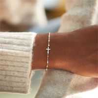 Simple Style Cross Sterling Silver Plating 18k Gold Plated White Gold Plated Bracelets main image 4