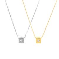Einfacher Stil Quadrat Sterling Silber Überzug Inlay Zirkon 18 Karat Vergoldet Weißgold Plattiert Halskette main image 6