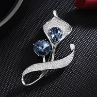 Lady Flower Copper Plating Inlay Zircon Women's Brooches main image 3