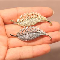 Simple Style Leaf Copper Plating Inlay Zircon Unisex Brooches main image 5