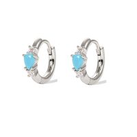 1 Pair Simple Style Geometric Plating Inlay Sterling Silver Opal Zircon 18k Gold Plated White Gold Plated Earrings sku image 1